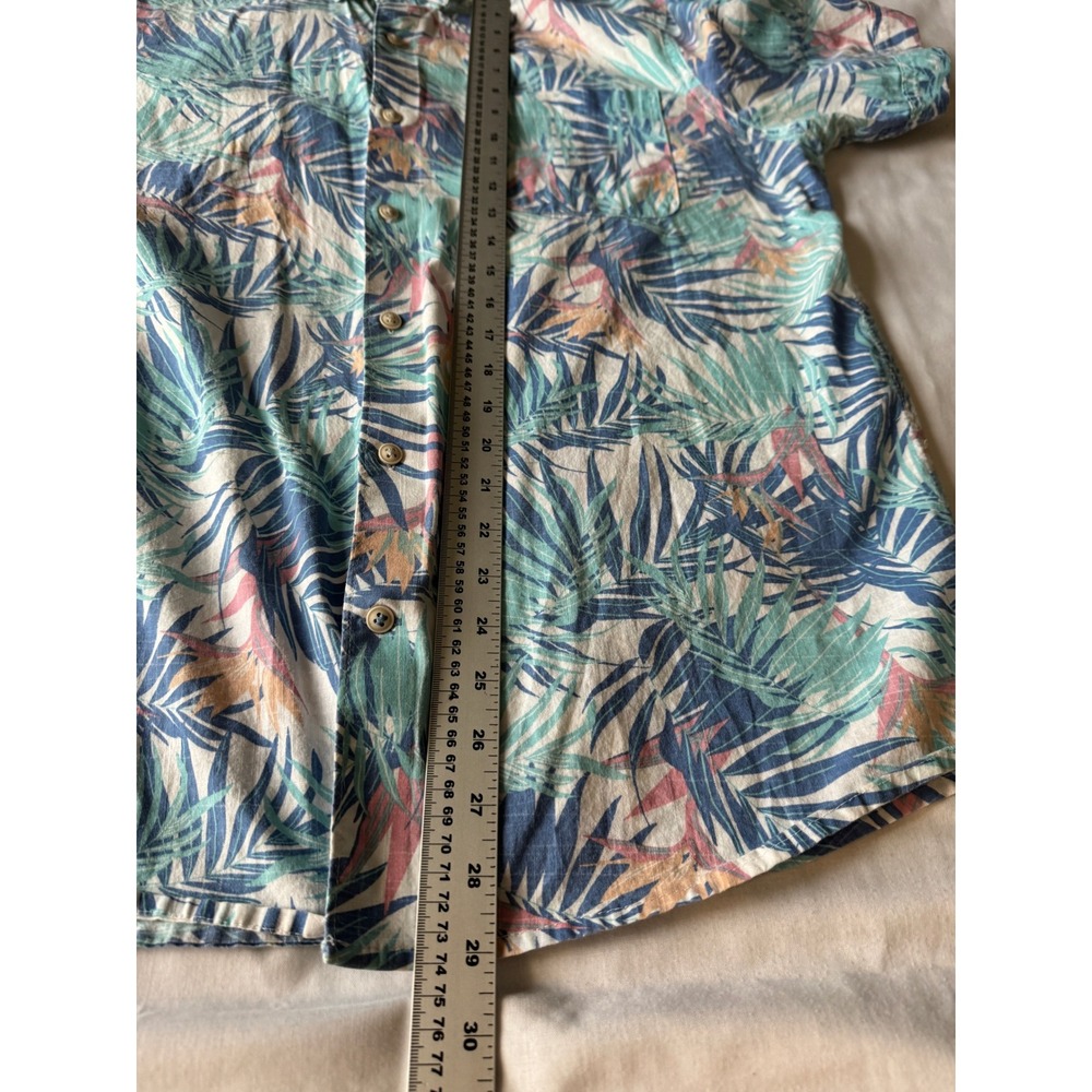 IZOD Saltwater Relaxed Classics Floral Palm Leaf Short Sleeve Shirt Tropical L - Picture 9 of 11